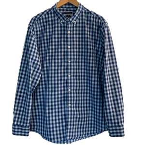 Club Room Blue Check Cotton Button Down Shirt Size XL